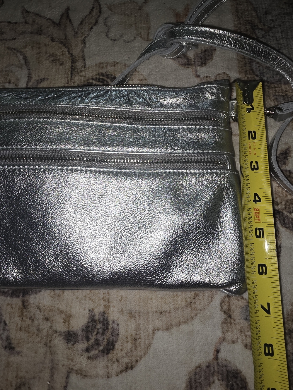Clarks Metallic Silver Crossbody Bag with Multiple Zips - Picture 7 of 7